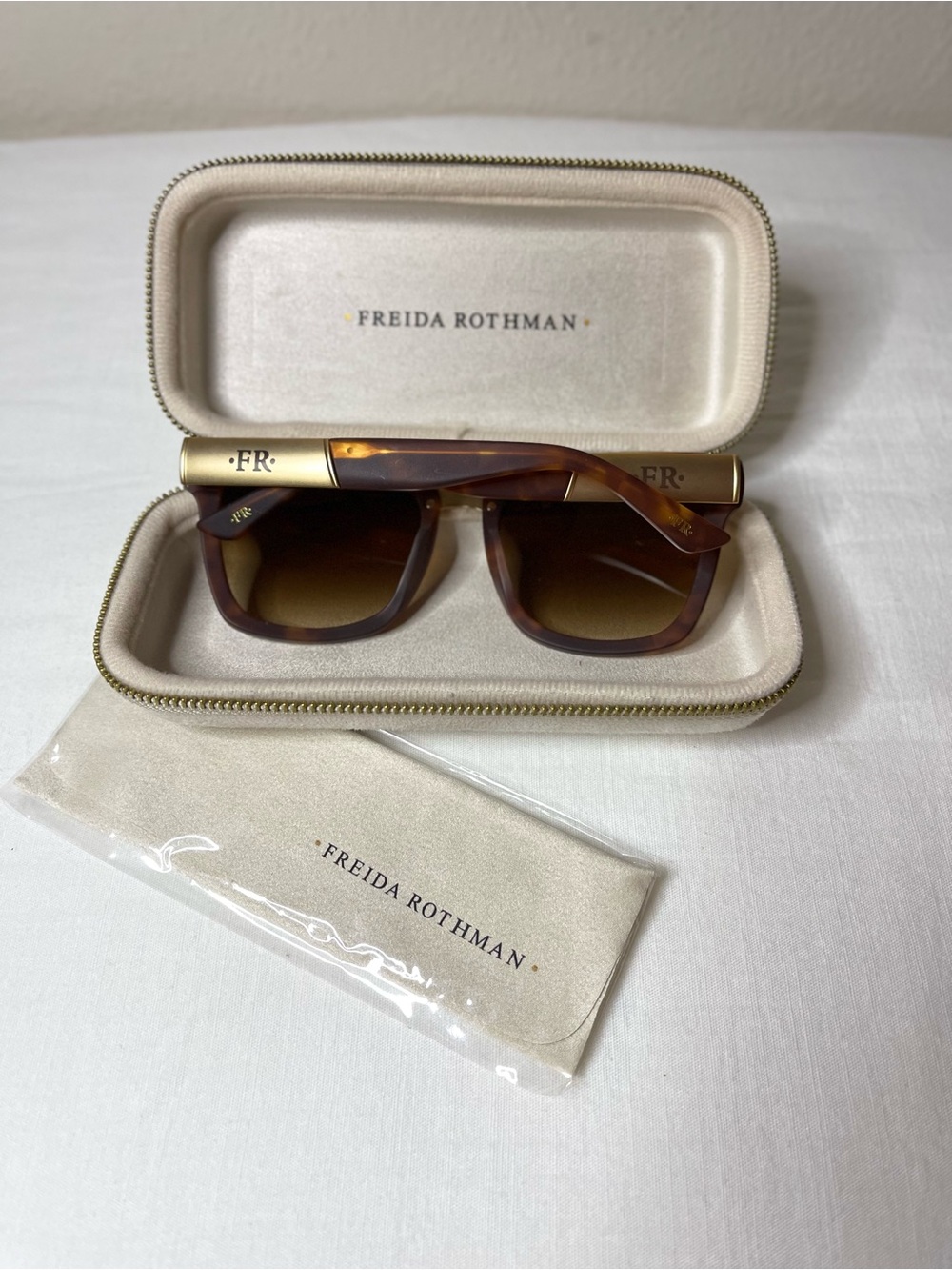 Freida Rothman Women's MadisonTortoise Sunglasses with Gold Bridge - Picture 4 of 13